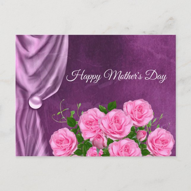 Postal Elegantes, Textura, Rosas Rosadas (Anverso)