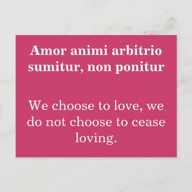 Postal Elegir amar - cita de Putin Syrus (Anverso)