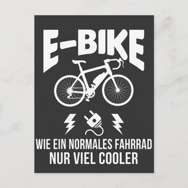 Postal Elektro Fahrad Spruch für Radfahrer en bicicleta e (Anverso)