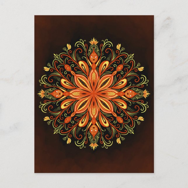 Postal Elemento de fuego Mandala - Creatur de llama Kalei (Anverso)