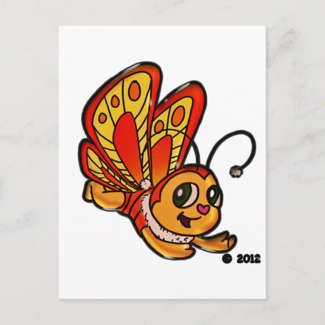 Postal Elementos promocionales de Chloe con mariposa (Anverso)