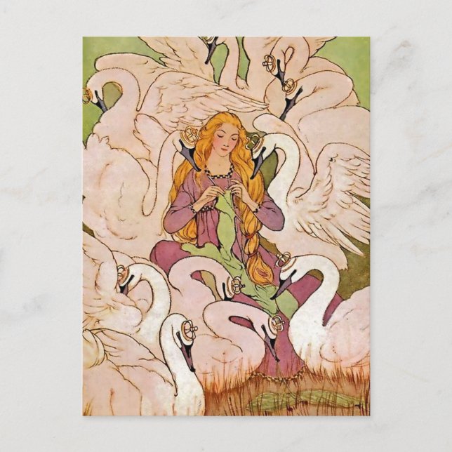 Postal Elenore Abbott La Postcarta De Los Cisne Salvajes (Anverso)