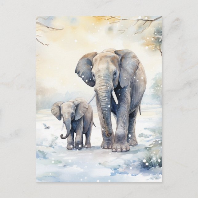 Postal Elephant and Baby (Anverso)