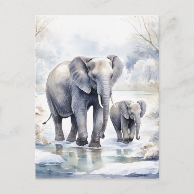 Postal Elephant and Baby (Anverso)