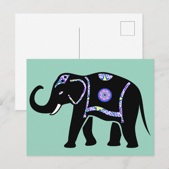 Postal Elephant Animal Abstract Decorative Patterns (Anverso / Reverso)