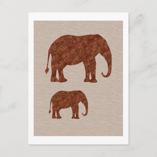 Postal ELEPHANT : ArtWork en hoja de cobre (Anverso)
