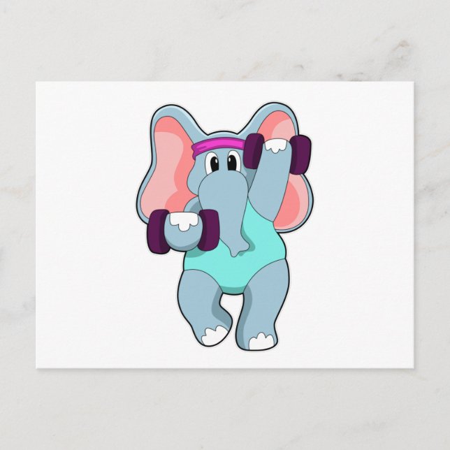Postal Elephant at Strength training with Dumbbells (Anverso)