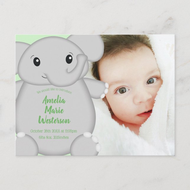 Postal Elephant Baby Shower Safari (Anverso)