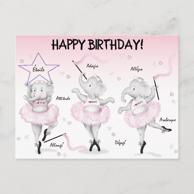 Postal Elephant Ballerina Dance Recital (Anverso)