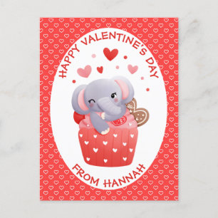Postal Elephant cupakes Kids Valentcard Postcard