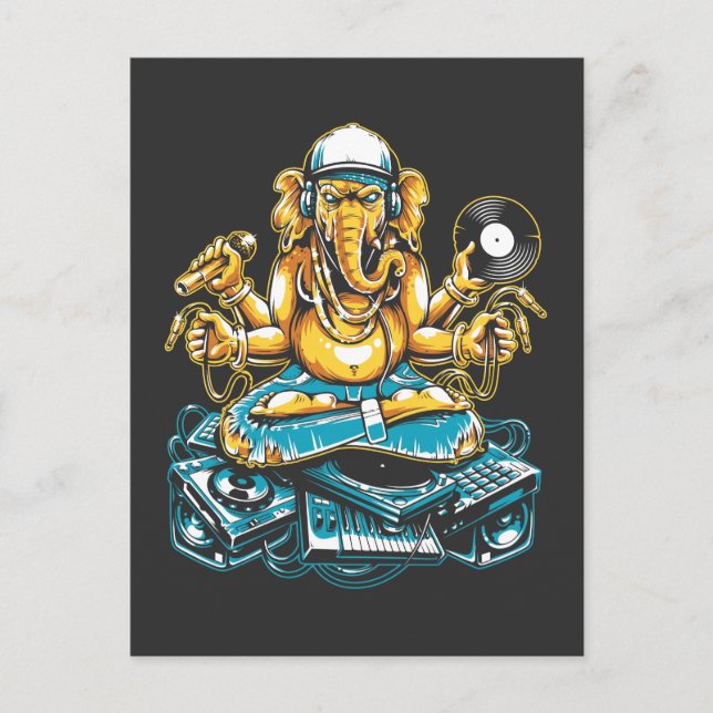 Postal Elephant DJ Animal Electronic Music Techno Fan (Anverso)