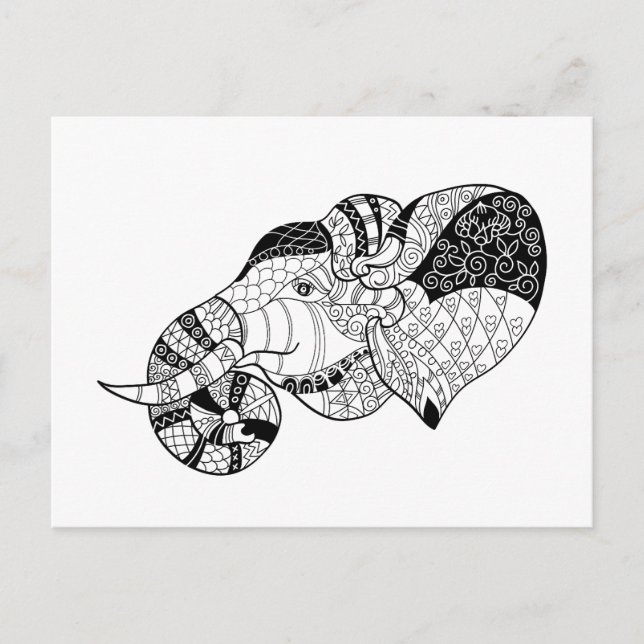 Postal Elephant Head Zenstyle Doodle (Anverso)
