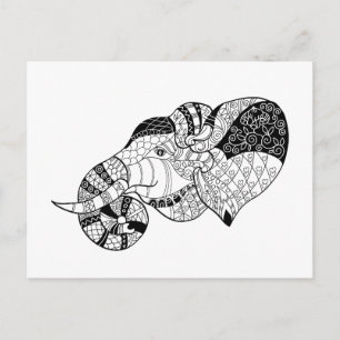 Postal Elephant Head Zenstyle Doodle