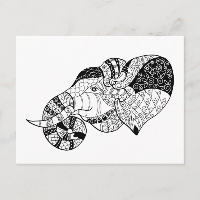 Postal Elephant Head Zenstyle Doodle (Anverso)