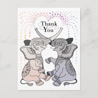 Postal Elephant Heart Gracias Postcard