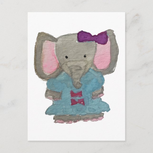 Postal Elephant Jungle Friends Baby Animal Water Color (Anverso)