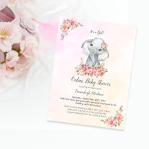 Elephant Online Baby Shower Boho Moda Coral