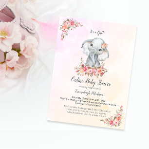 Postal Elephant Online Baby Shower Boho Moda Coral