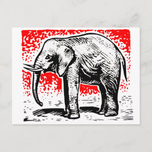 Postal Elephant Woodcut