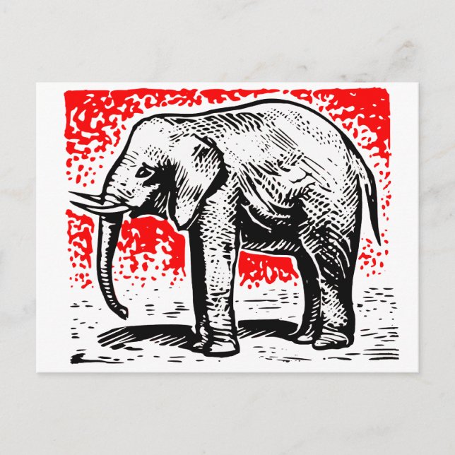 Postal Elephant Woodcut (Anverso)
