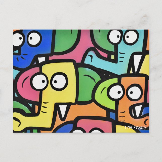 Postal ELEPHANTS GRAFFITI Postcard (Anverso)