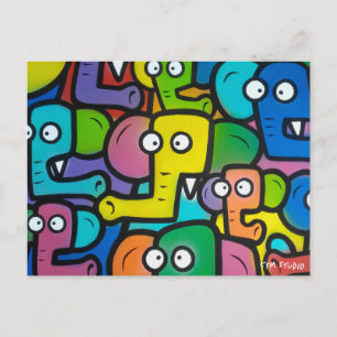 Postal ELEPHANTS GRAFFITI Postcard