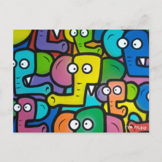 Postal ELEPHANTS GRAFFITI Postcard