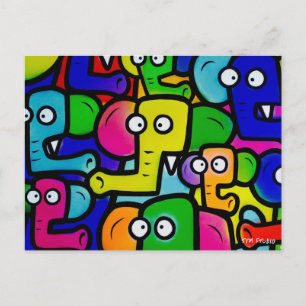 Postal ELEPHANTS GRAFFITI Postcard Ver.2