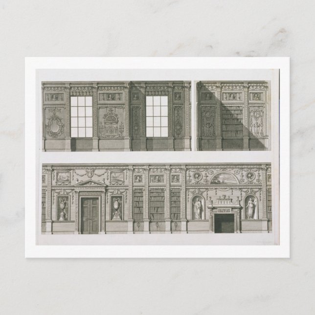 Postal Elevación de la biblioteca en Syon House, c.1760-6 (Anverso)
