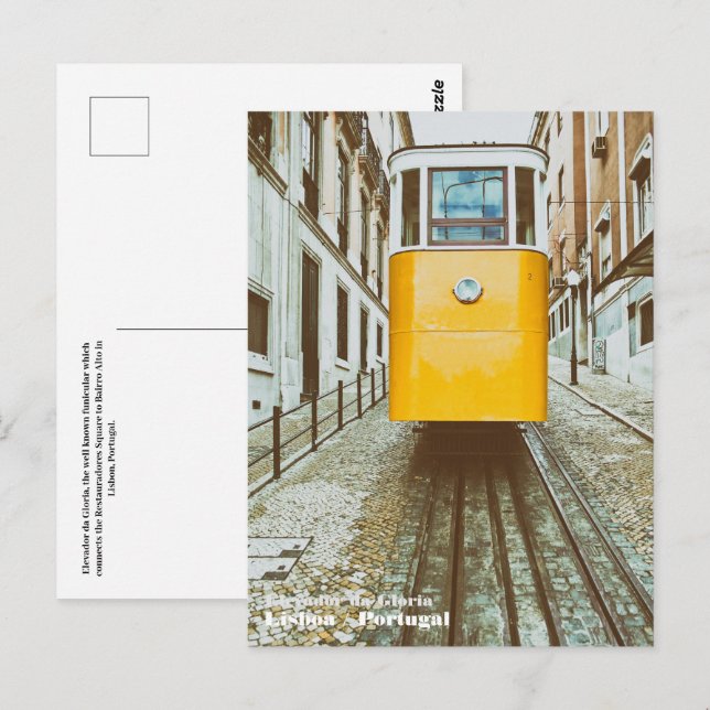 Postal Elevador da Gloria. Lisboa, Portugal. (Anverso / Reverso)