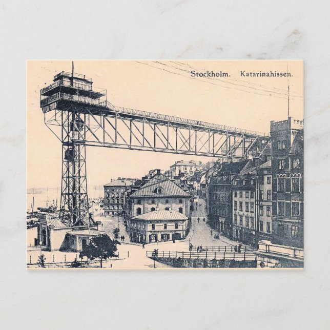 Postal elevador de Estocolmo, Katarinahissen, 1919, Pos (Anverso)