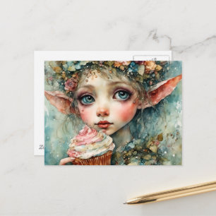 Postal Elf Adorable Con Pastel