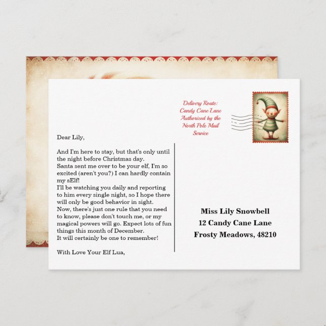 Postal Elf Arrival Letter | North Pole Welcome Message (Anverso / Reverso)