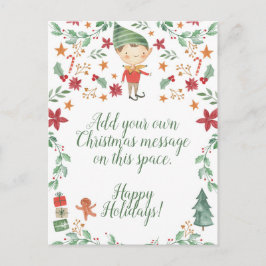 Postal Elf Boy navidad