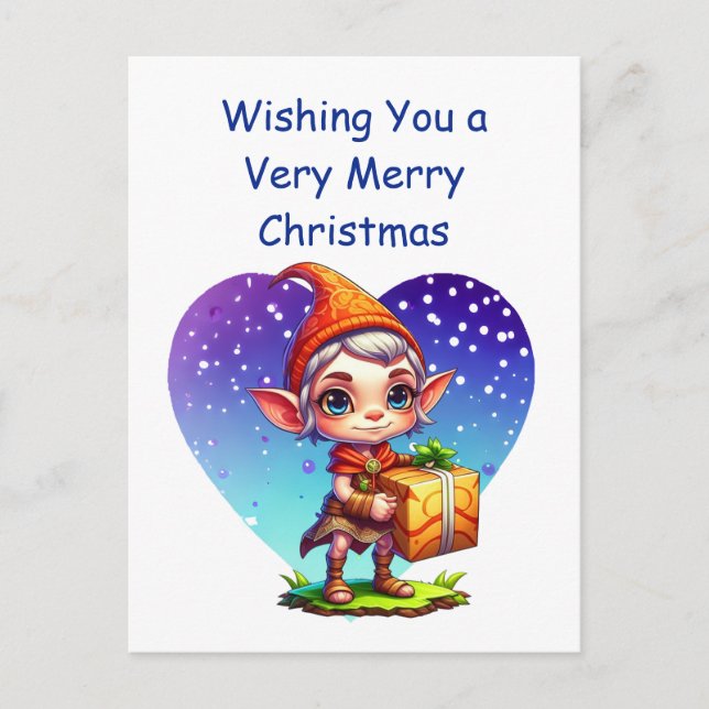 Postal Elf de Navidades personalizados (Anverso)