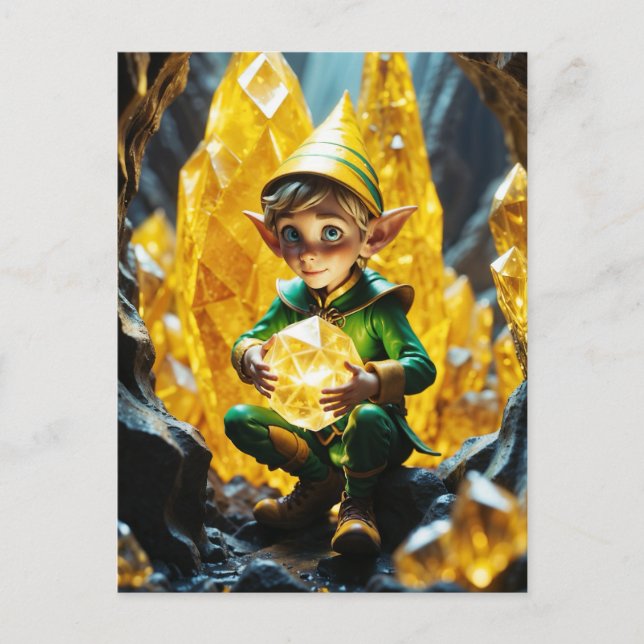 Postal Elf Holding Crystall amarillo (Anverso)
