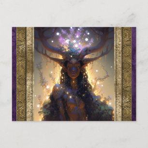 Postal Elf Woman Con Antlers Fantasy Art