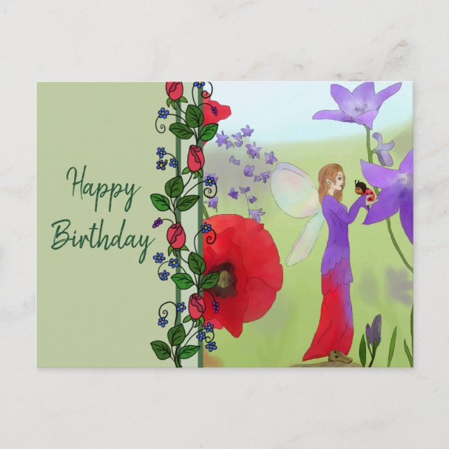 Postal Elfe im Blumenbeet (Anverso)