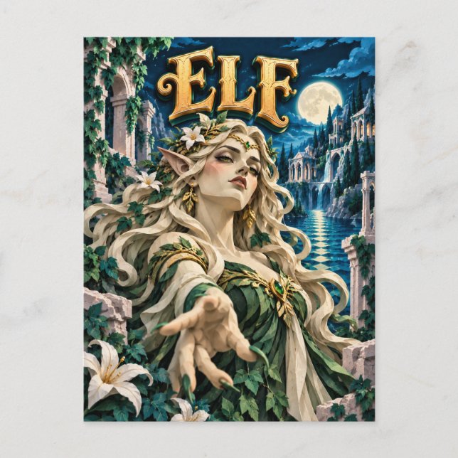 Postal Elfo, Monstruo de Papel Cortado (Anverso)