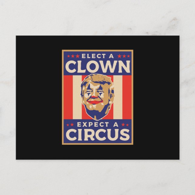 Postal Elige un payaso espera un circo (Anverso)