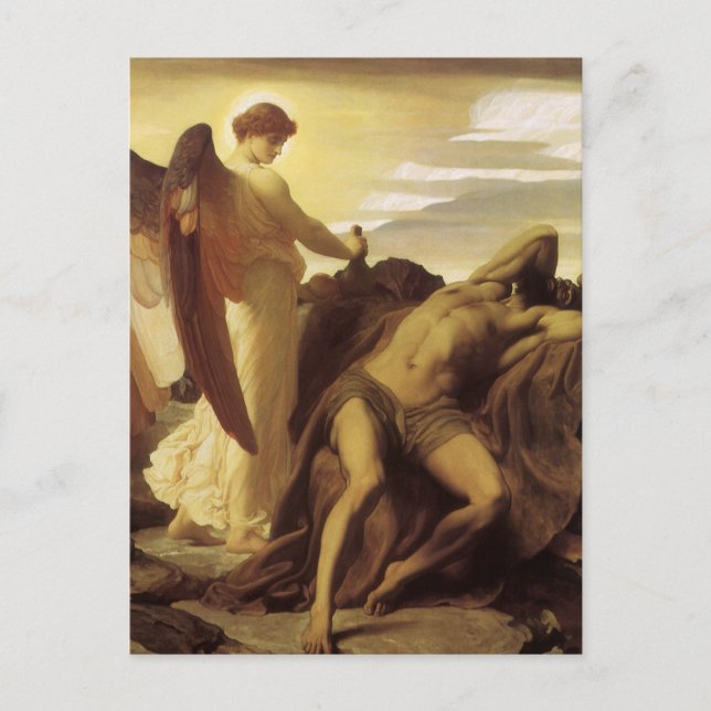 Postal Elijah en el Wilderness por Lord Frederic Leighton (Anverso)