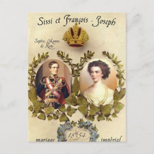 Postal Elisabeth de Austria y Emperador