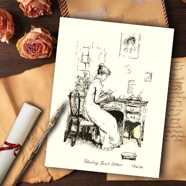 Postal Elizabeth Bennet leyendo la carta de su hermana be (Subido por el creador)