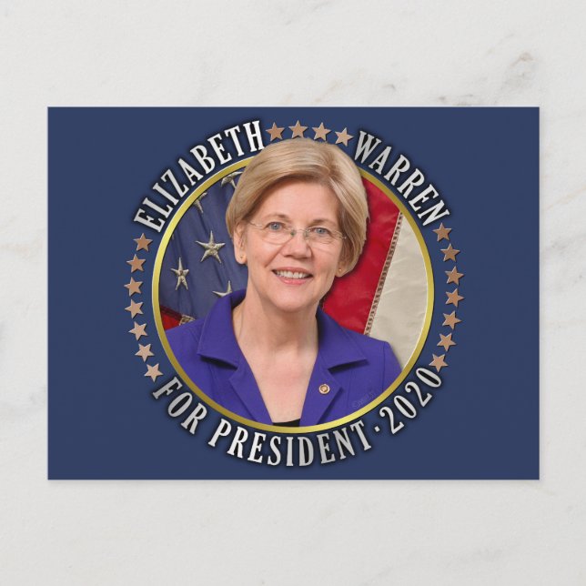 Postal Elizabeth Warren para presidente 2020 Foto demócra (Anverso)