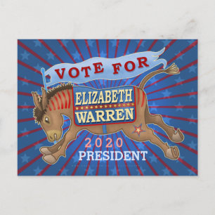 Postal Elizabeth Warren Presidente 2020 Demócrata Donkey