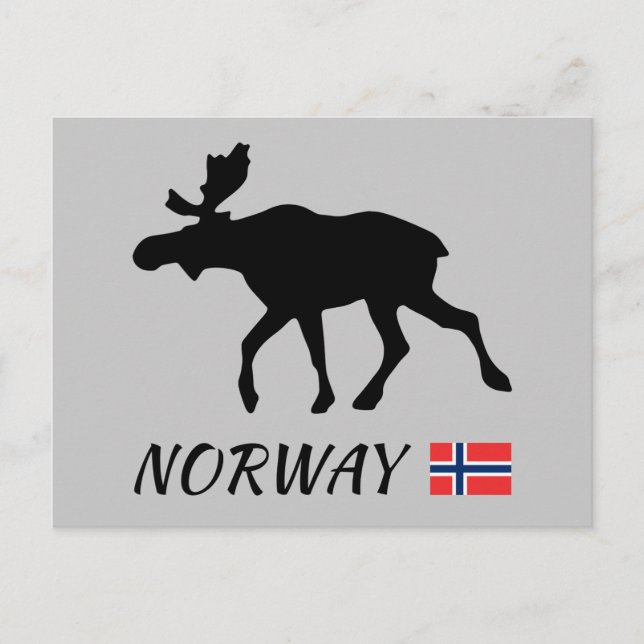 Postal Elk y Bandera de Noruega (Anverso)