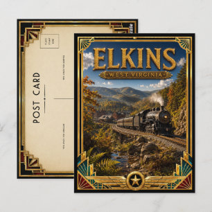 Postal Elkins Virginia Occidental Arte Deco Vintage Edad