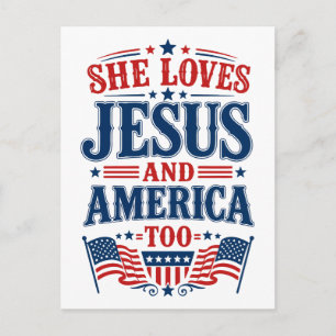 Postal Ella Ama a Jesús y a América También