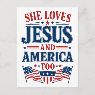 Postal Ella Ama a Jesús y a América También