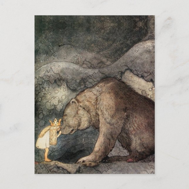 Postal Ella besó la nariz del oso (Anverso)